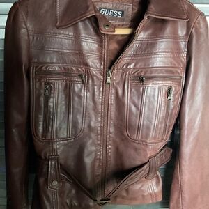 GUESS Women's Chocolate Leather Jacket